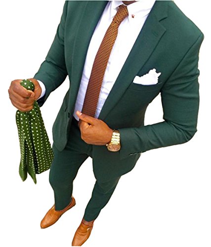 Green Custom Slim Fit Mens Business Suit Men's Suits Wedding Suits (Green, L)