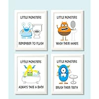 Silly Goose Gifts Fun Monster Children Bathroom Wall Decor (Set of Four)