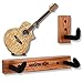 Angled Guitar Wall Hanger Display for Acoustic and Thick Body Guitars - Classic Oak