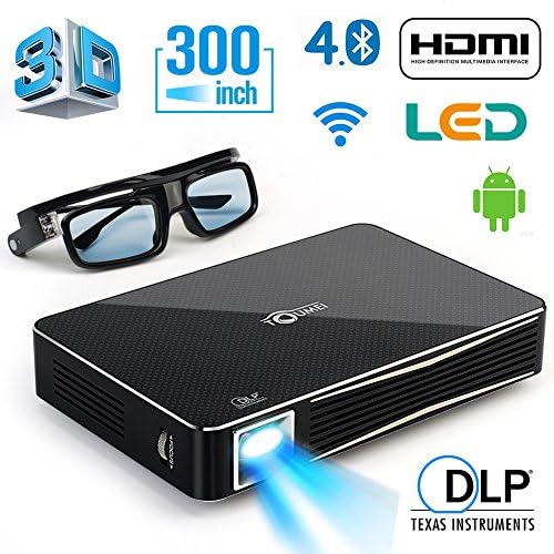 3D Home Theater Projector 2000 Lumens with Android 4.4,Keystone ,Support Wifi ,Bluetooth Max Throw Screen 300 inch Support 1080P ,HDMI Cable Included