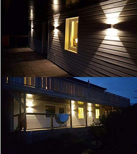 2 Pieces Outdoor Indoor LED Wall Light Modern Black 20 W Warm Light 3000 K LED Wall Lamp IP65 Waterproof Square Aluminium Up and Down Adjustable Design Easy to Install