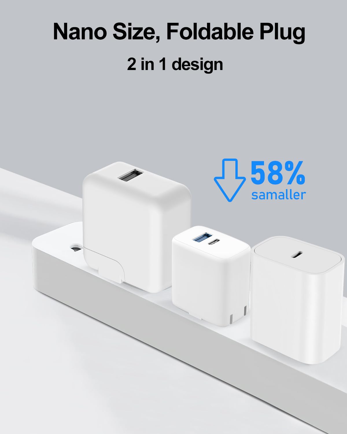 20W Dual Port Fast Charger for iPad 9th 8th 7th 6th 5th Generation 10.2 inch, iPad Air 3/2, iPad mini 5/4/3, Foldable Wall Charger with 6.6ft USB-C to Lightning Fast Charging Cable