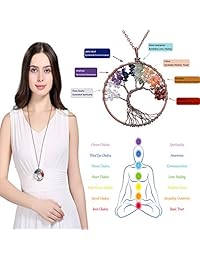 Sedmart - Colgante de árbol de la vida con amatista y rosa de cristal