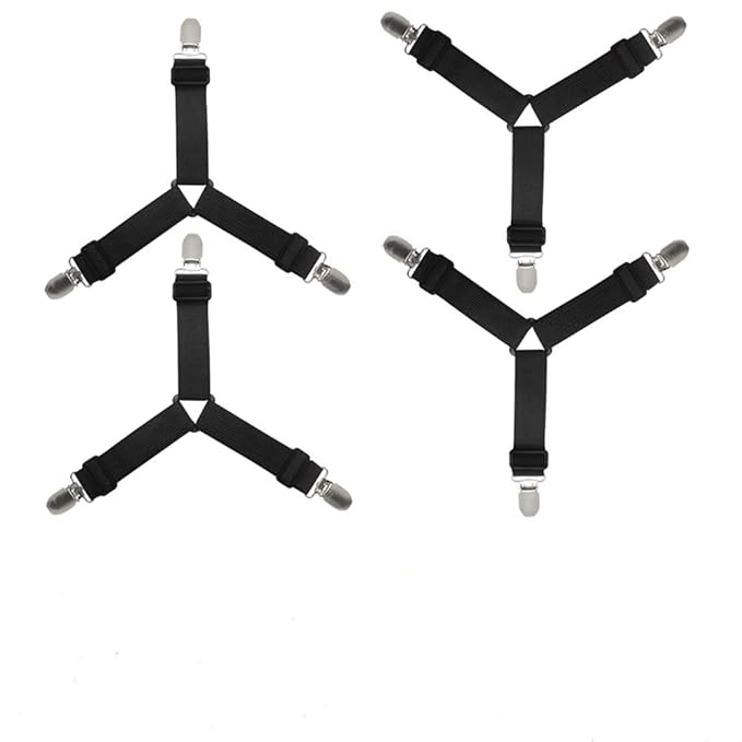 yotako 4 x Dreieck Spannbetttuch Bettlakenspanner, Elastic Matratze Clips Greifer, Strapse verstellbar Bed Sheet Halter eckgu