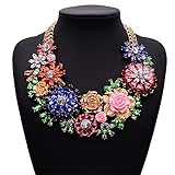 Girl Era Womens Acrylic 3D Crystal Flowers Big Heavy Costume Jewelry Charm Gold Necklace