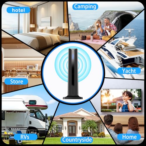Digital TV Antenna for Smart TV Indoor,2026 TV Antenna with 3M Stick Base, 360°&Long Range Reception HDTV Antenna for Local Channels, Easy Installation Antennas for TVs Without Cable (7.0 in)