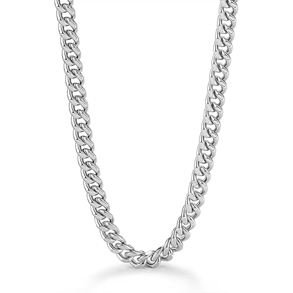 アクセサリー plllllleeeasse silver chain necklace Chain Necklace White Sterling Silver Curb Men's 28 in 11 mm