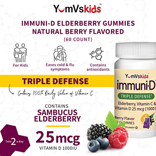 ImmuniD Elderberry Gummies for Kids by YumVs Immune Support, Vitamin
