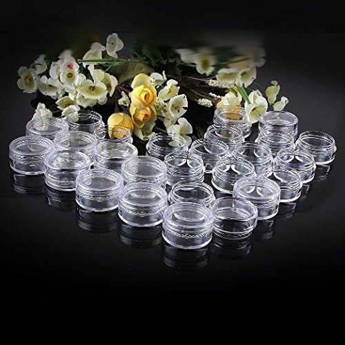 Onwon New 3 Gram 3ML Size Empty Clear Plastic Cosmetic Containers Jars Pot For Eye shadow Makeup Nail Powder Etc(50 PCS)