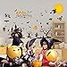 JVIGUE Happy Halloween Wall Decals Pumpkins Spooky Cemetery Witch and Bats Tomb Wall Stickers for Halloween Decoration