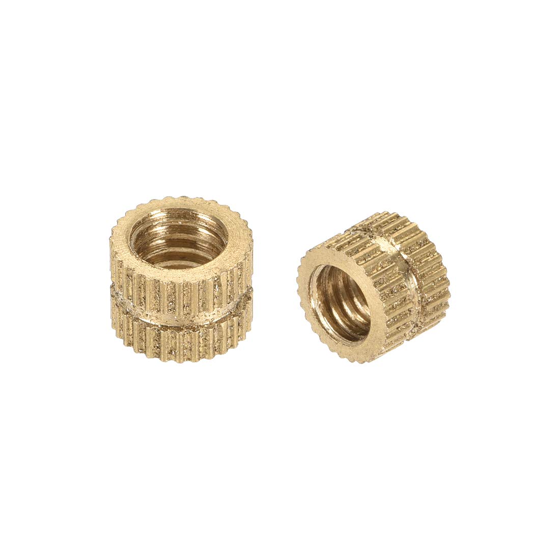 uxcell Knurled Insert Nuts, M6 x 6mm(L) x 8mm(OD) Female Thread Brass Assortment Kit, 20 Pcs