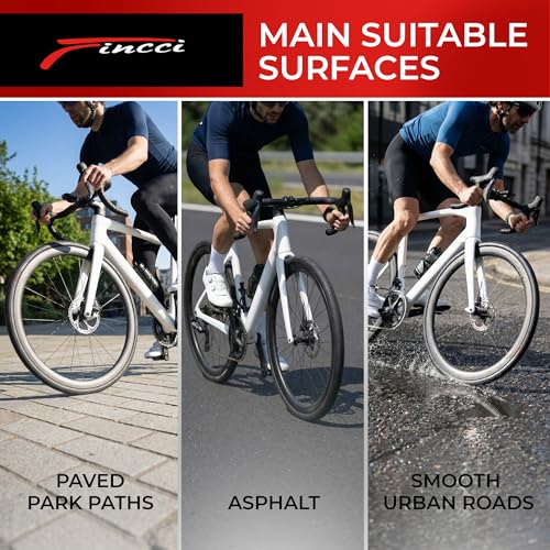 Fincci Pair of Road Bike Tyres 700x25c (25-622) - Professional 120 TPI High Performance - Ultralight Folding Tyres 250g with Anti-Puncture Protection - Black