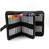 Gloriest Handy Folded Up Canvas Pencil Wrap Case Large For Colored Pencils- 72 Slot Watercolor Pencil Bags With Bandage