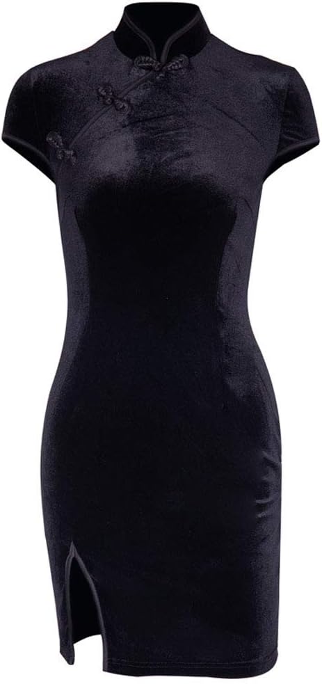 Amazon Co Jp ゴスロリ風 ベロアワンピース セクシー魔女ドレス ベルベットチャイナドレス ミニワンピース ミニスカ エロかわいい ブラック ｘｌサイズ ホビー