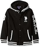U.S. Polo Assn. Boys' Big Boys' Sherpa Lined Fleece Hoodie, Light Heather Gray, 10/12