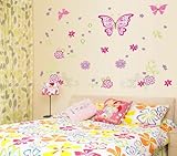 Createforlife Home Decor Vinyl Wall Sticker Butterfly Princess Kids Room Decal Art Mural Wallpaper