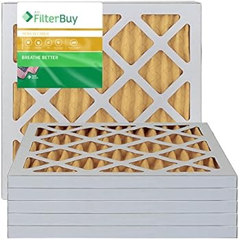 FilterBuy 12x12x1 MERV 11 Pleated AC Furnace Air Filter, (Pack of 6 Filters), 12x12x1 - Gold
