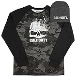 Call of Duty Camo Long Sleeve Graphic T-Shirt & Beanie Combo - Large