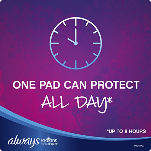 Always Radiant Feminine Pads for Women, Flexfoam Pads with Wings, Size 2, Heavy Absorbency, Lightly Scented, 26 Count x 3 Packs (78 Count total) (Packaging May Vary)