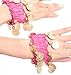 BellyLady Belly Dance Wrist Ankle Cuffs Bracelets, Halloween Costume Accessory-rose red