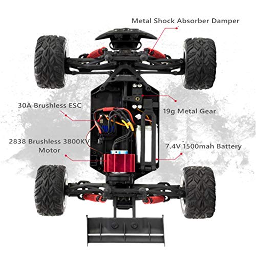 Ranoff 1/12 2.4G RC Off Road Car Vehicle 4WD 60KM/h High Speed Brushless Desert Buggy Toys Toy Gifts (A)