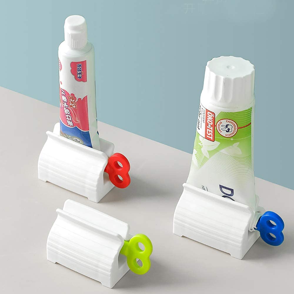 Hsthe Sea 3 pcs Toothpaste Dispenser Toothpaste Squeezer Toothpaste Holder Seat Holder Stand Rotating Toothpaste Dispenser Tube Squeezer for Bathroom (Mixed Colour)