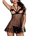 Eternatastic Women Cupless Lingerie Set Babydoll Skirt Thong