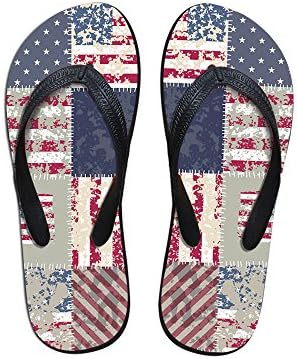 Dwightnight American Flag Pattern Flip Flop Comfortable Summer Beach Sandals for Men Size 10