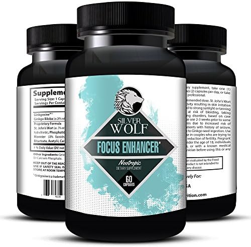 St Johns Wort Focus Enhancer Nootropic All Natural Brain Supplement for Memory, Focus & Clarity with Ginkgo Biloba & DMAE