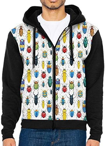Haixia Mens Funny Full Zip Hoodie Watercolor Colorful Insects With Brush Stroke