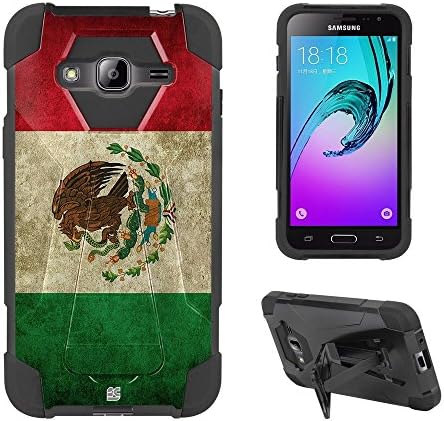 Fxclusive For Samsung Galaxy J3, Galaxy Express Prime, Galaxy AMP PrimeArt Image Design Heavy Duty Rugged Impact Hybrid Hard Shell Case Kickstand Protective Cover - Mexican Flag