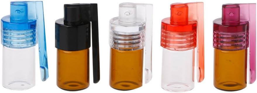 Sixinu 5PCS 36mm Small Size Bullet Snuff Dispenser Snorter Rocket Acrylic Snorter Glass Vial with Spoon Flip (5PCS)