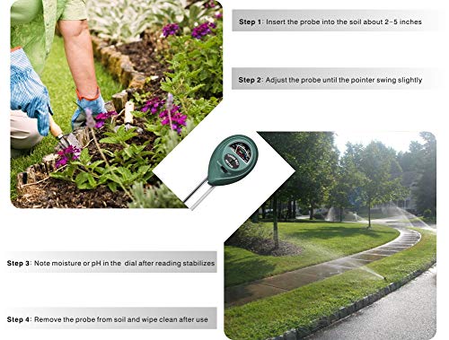 XLUX 3-in-1 Soil Test Sensor Meter Kit for Moisture, Light & pH, for Home and Garden, Lawn, Farm, Plants, Herbs & Gardening Tools, Indoor/Outdoors Plant Care - Thumbnail 4