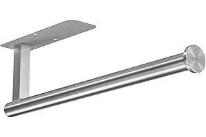 ASTOFLI Wall Mount Paper Towel Holder Silver, Sturdy Under Cabinet Paper Towel Holder Wall Mount, Stainless Steel Hanging Paper Towel Holders Silver, Strong Self Adhesive Wall Towel roll Holder