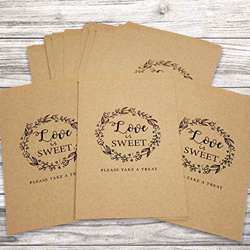 image for FRIDAY NIGHT 50Pcs Wedding Favors Candy Buffet Bags - Brown Kaft Paper