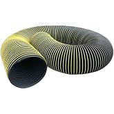 Flexaust T-7W Leaf &amp; Lawn Vacuum Bagger Hose, 8-Inch x 8-Foot, Made in USA | Flexible Thermoplastic Vac Hose with Yellow Wearstrip for Grass Catchers, Baggers, Tow Behind Leaf Vacs and Truck Loaders.