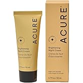 Acure Brightening Night Cream - Radiance Boosting Night Face Cream for Women & Men, Hydrating & Revitalizing Moisturizer for Uneven Skin Tone & Dullness w/Chlorella, Echinacea & Argan Oil - 1.7 fl oz