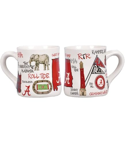 Amazon.com: RFSJ INC. Alabama Crimson Tide XL Ceramic Relief (3D) Coffee Mug  - Official Logo and Team Colors, 23oz : Sports & Outdoors