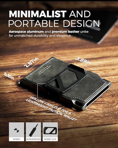 LORZOR Slim RFID Blocking Tactical Wallet for Men, Full Grain Leather with Aerospace Aluminum, Front Pocket Wallet, Smart Pop Up Card Case, Money Clip, 8-12 Cards (Military Green)