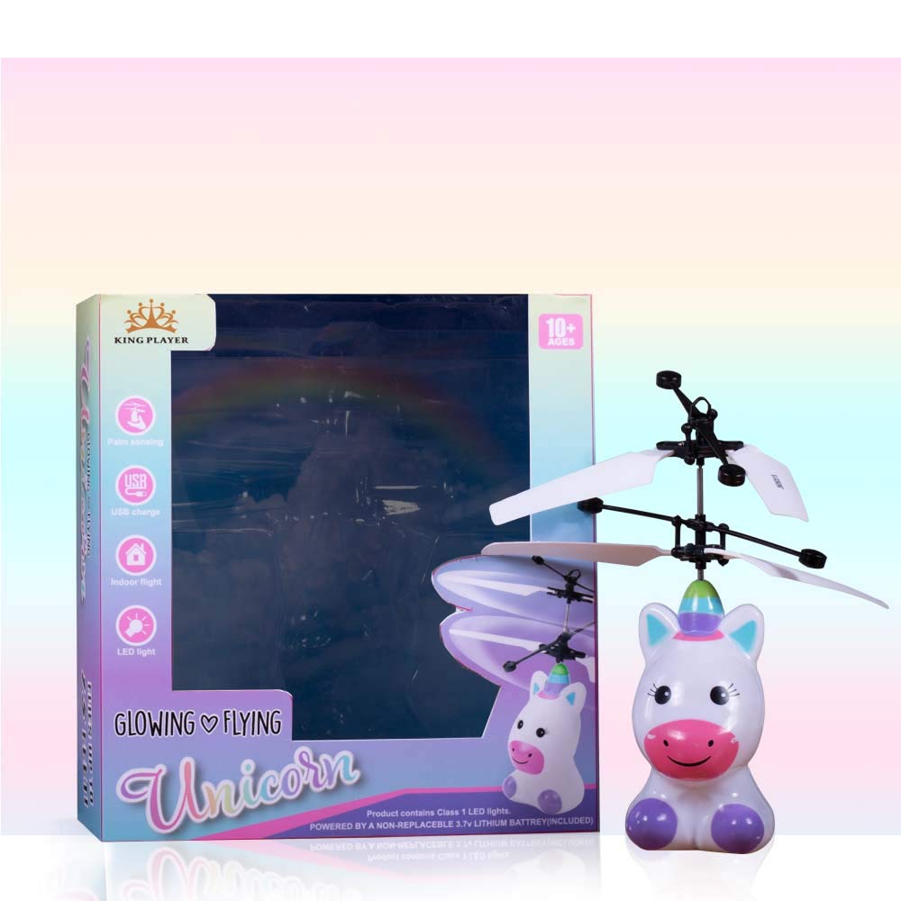 RC Helicopter Rechargeable Mini LED Light Up Infrared Induction Drone Flying Toys - Unicorn RC Toy Drone for Kids Boys Girls Indoor Games by PALA PERRA