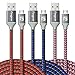 Fasgear Micro USB 2.0 Cables 3 Pack 10 ft 2.4A Fast Charging Braided Micro-B 2.0 Charger Cord Compatible for Android Phone/PS4 Controller/Samsung Galaxy S7 Note 5/Kindle/Fire TV Stick (Red,Blue,Pink)