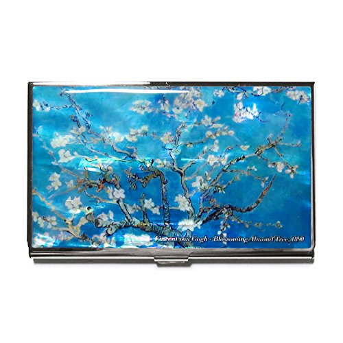 Van-Gogh-Almond-Blossom-Business-Card-Case-Id-Holder-Metal-Wallet-Mother-of-Pearl