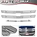 AUTEX C61010A Chrome Billet Grille Insert Combo Compatible with 1999-2002 Chevy Silverado 1500/2500, 2000-2006 Chevy Tahoe/Suburban Grill Polished Aluminum