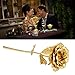 Pixnor 24K Gold Foil Artificial Rose Flower with Acrylic Heart Shaped Stand for Valentines Day Mothers Day Birthday Anniversary Gift