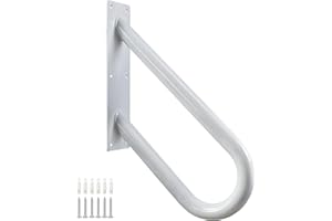 YEOOE Handrails for Outdoor Steps Wall Mount, Railings for 1-2 Steps, U-Shaped Handrail with Powder Coated Finished, Stair Handrails for Garage, Porch, Yard and Garden (18" Length, White)