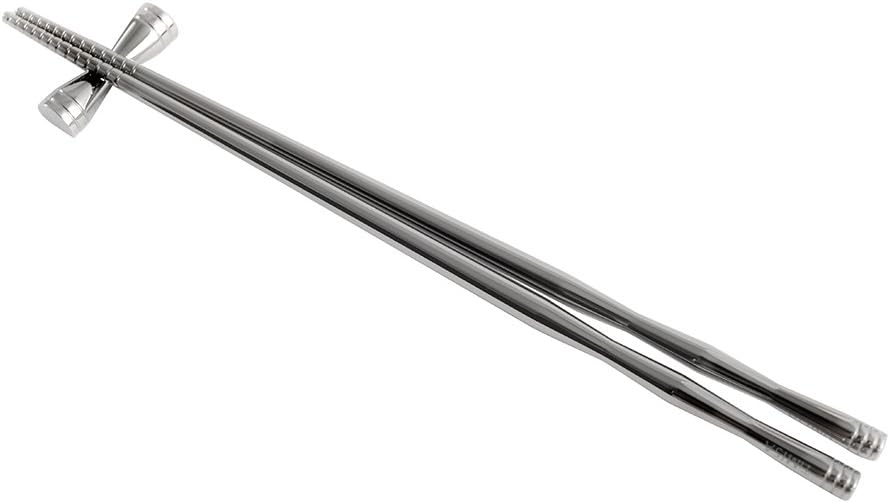 TiMISA Titanium Chopsticks with Holder, 99.5% Pure Titanium Reusable for Kitchen Sports Outdoors Camping