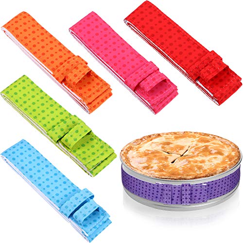 Patelai 6 Pcs Cake Strips for Even Baking Cake Pan Baking Strips Colorful Absorbent Thick Tray Protection Straps for Clean Edges Home Kitchen Supplies