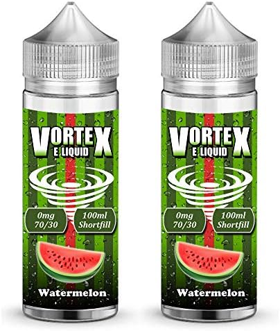 Twin Pack - 2X 100ml Watermelon Shortfill E Liquid 70/30 Vape Juice High VG Premium E-Liquids No Nicotine 0mg Short Fill Shortfilled eJuice Ecig Ecigarette E Cigarette Juice (VORTEX E LIQUID)