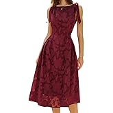 RIHOAS Women's Plaid Boat Neck A-Line Midi Dress - Casual Vintage Plaid Dress for Women