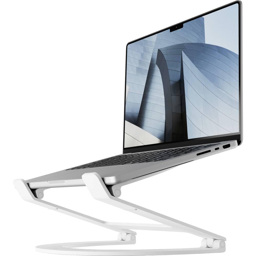 Twelve South Curve Flex Laptop Stand, MacBook Stand - Ergonomic, Portable, Aluminum Laptop Holder, Computer Cooling Stand, Adjustable Height & Angle, Fits Laptops 10"-17", Riser for Desk, Matte White